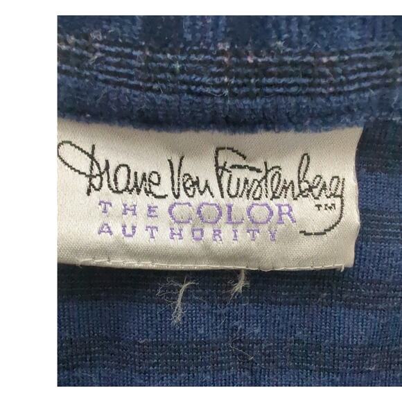 Diane Von Furstenberg The Color Authority Black Blue 1/4 Zip Tunic Womens Size L - Picture 2 of 5